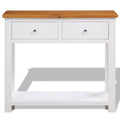 Solid Oak and Acacia Wood Console Table with Two Drawers and Shelf W580