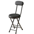 18in Tall Foldable Upholstered Kitchen Stool with Backrest and Footrest Y109090