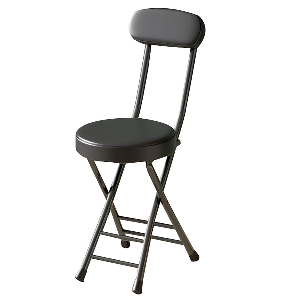 18in Tall Foldable Upholstered Kitchen Stool with Backrest and Footrest Y109090