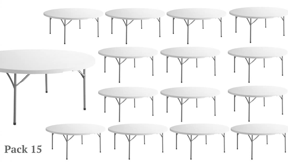 White 6 Ft Round Plastic Folding Table J282466