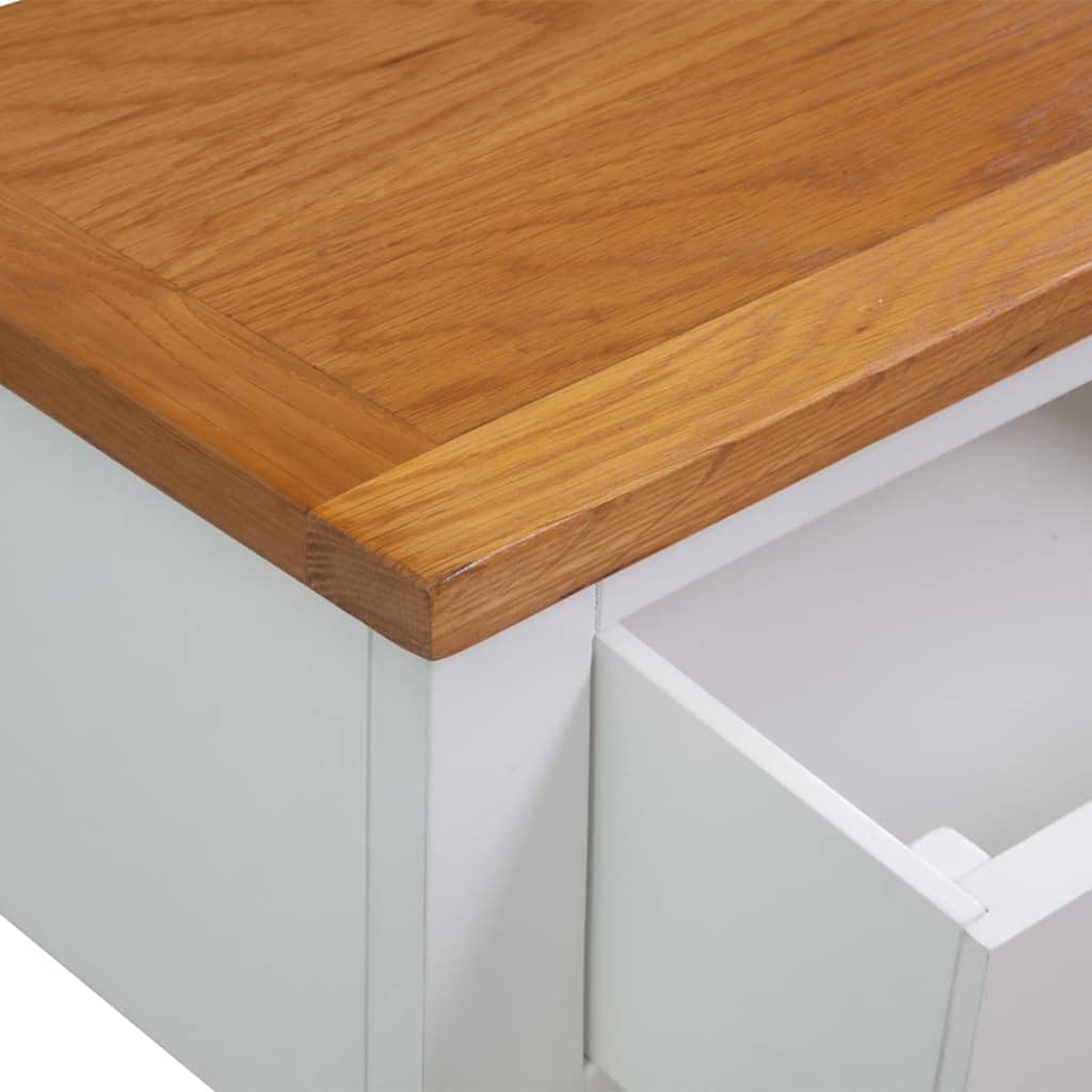 Solid Oak and Acacia Wood Console Table with Two Drawers and Shelf W580