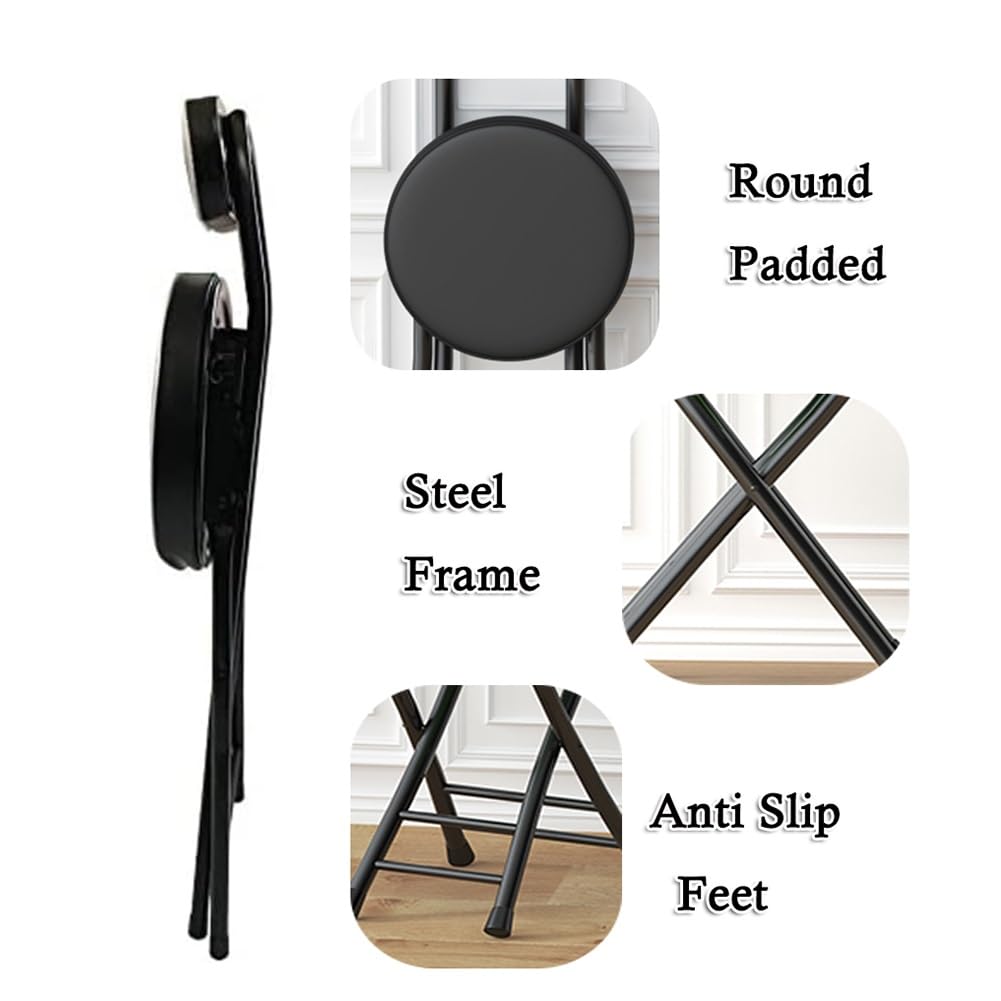 18in Tall Foldable Upholstered Kitchen Stool with Backrest and Footrest Y109090