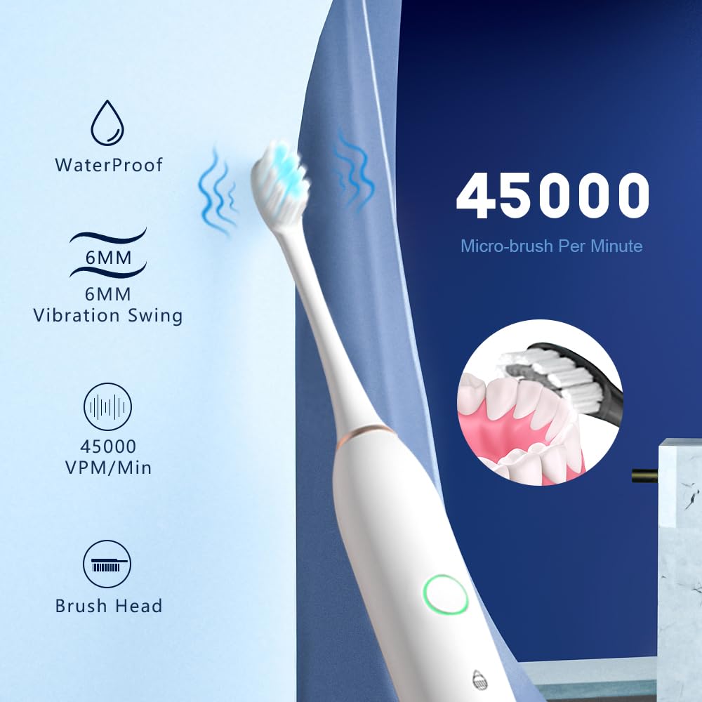 2 Pack Rechargeable Electric Toothbrushes with 8 Brush Heads W2946