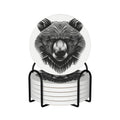Black and White Bear Head Ceramic Coasters Set of 6 D98933