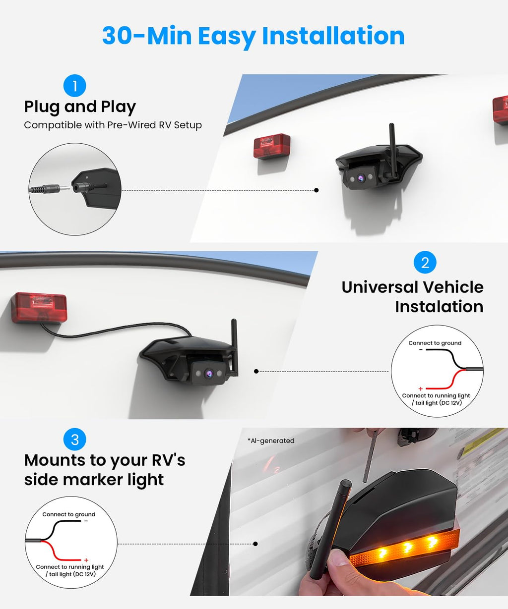 Wireless RV Backup Camera System with Rear & Side Cameras A434598