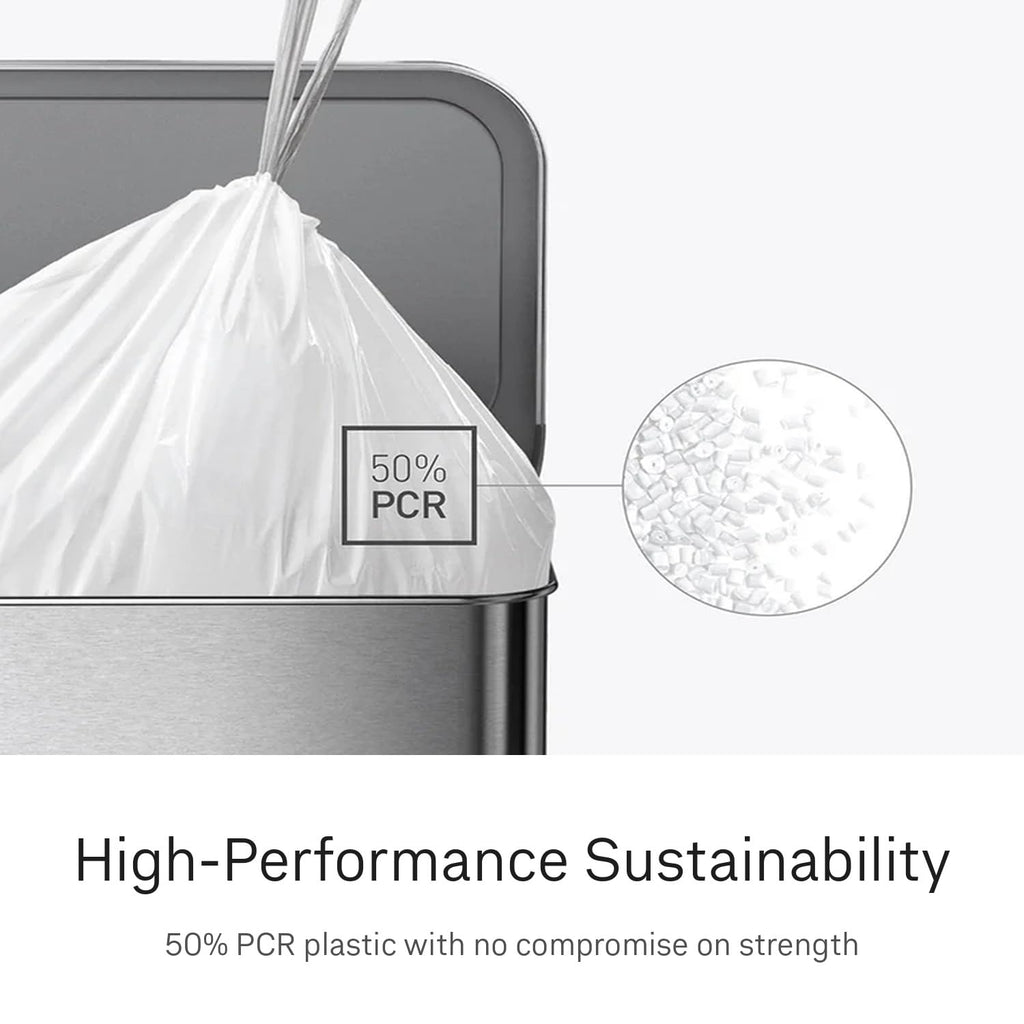 100 Count Drawstring Kitchen Trash Bags, 30-45 Liter, White F105