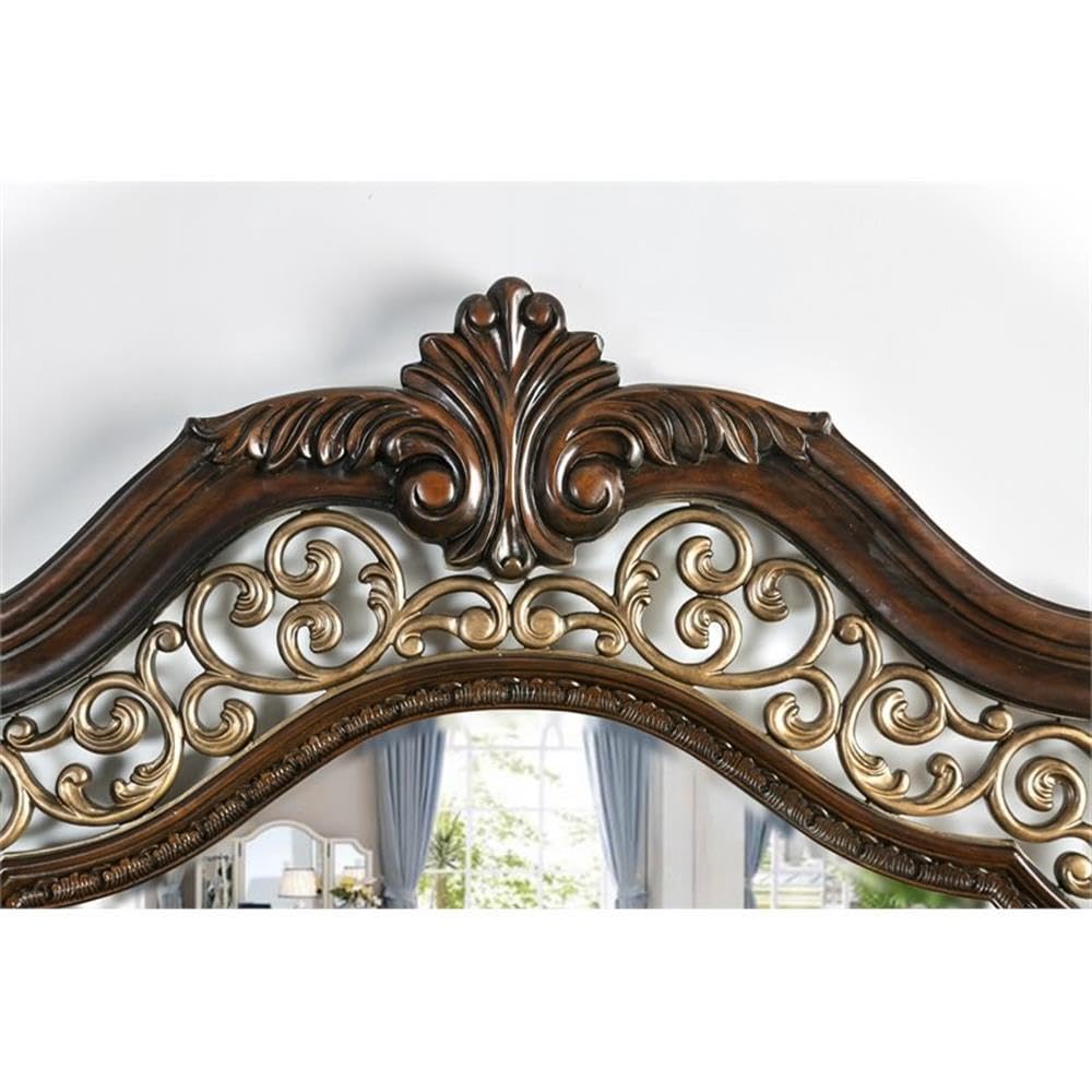King Wood Panel Bed in Brown Cherry F977097