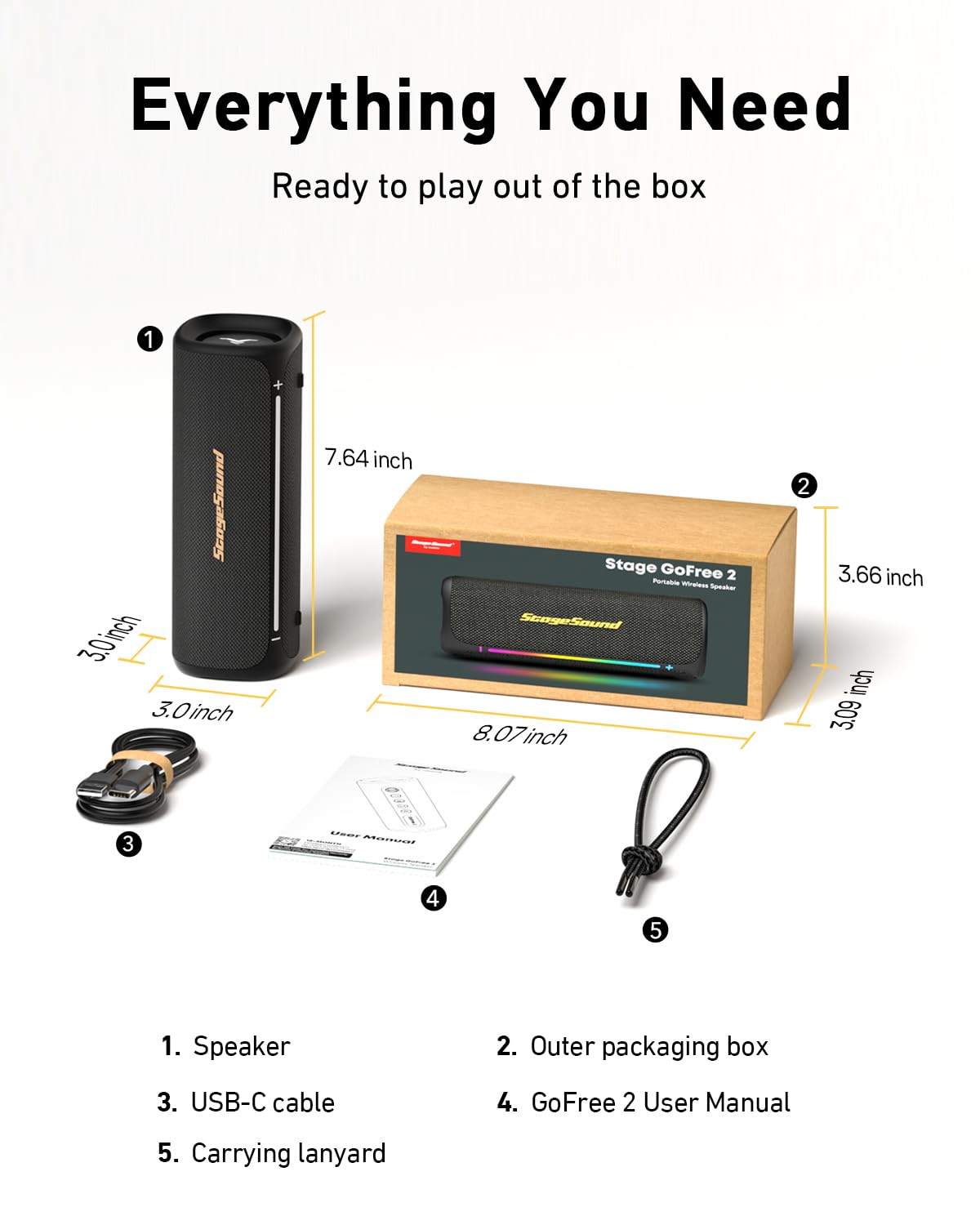Portable Bluetooth Speaker IP67 Waterproof Black F578247