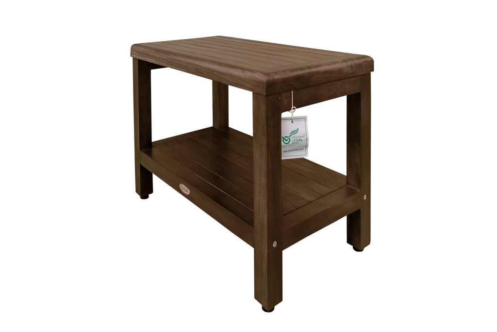 24" Teak Shower Bench with Shelf B8823