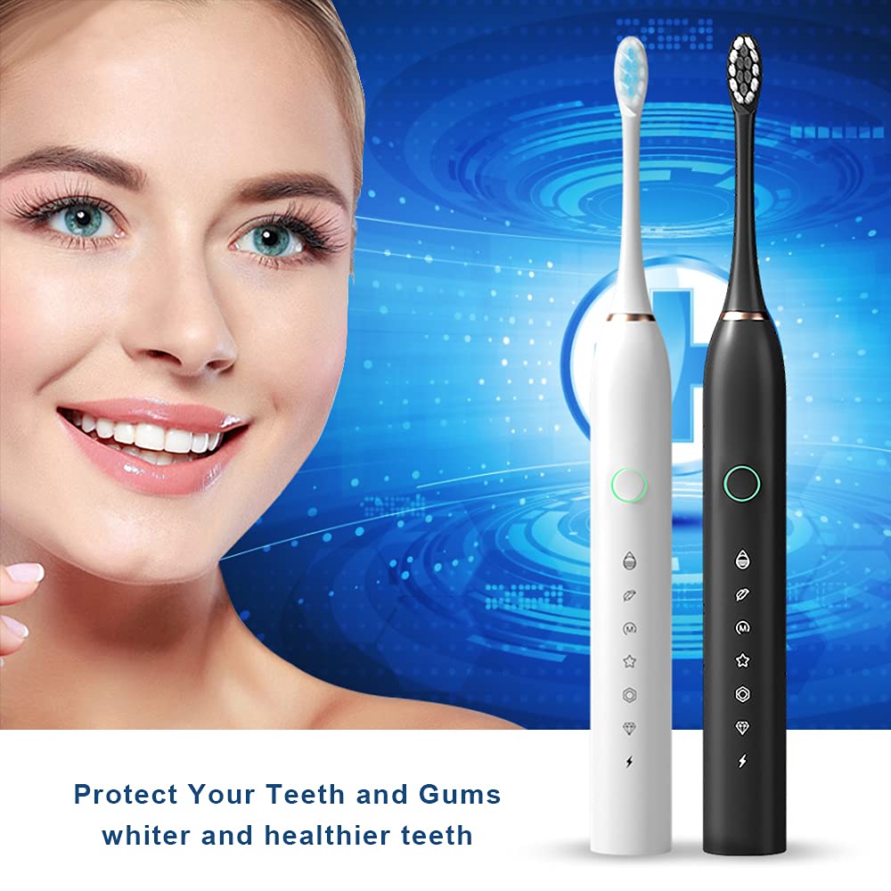 2 Pack Rechargeable Electric Toothbrushes with 8 Brush Heads W2946