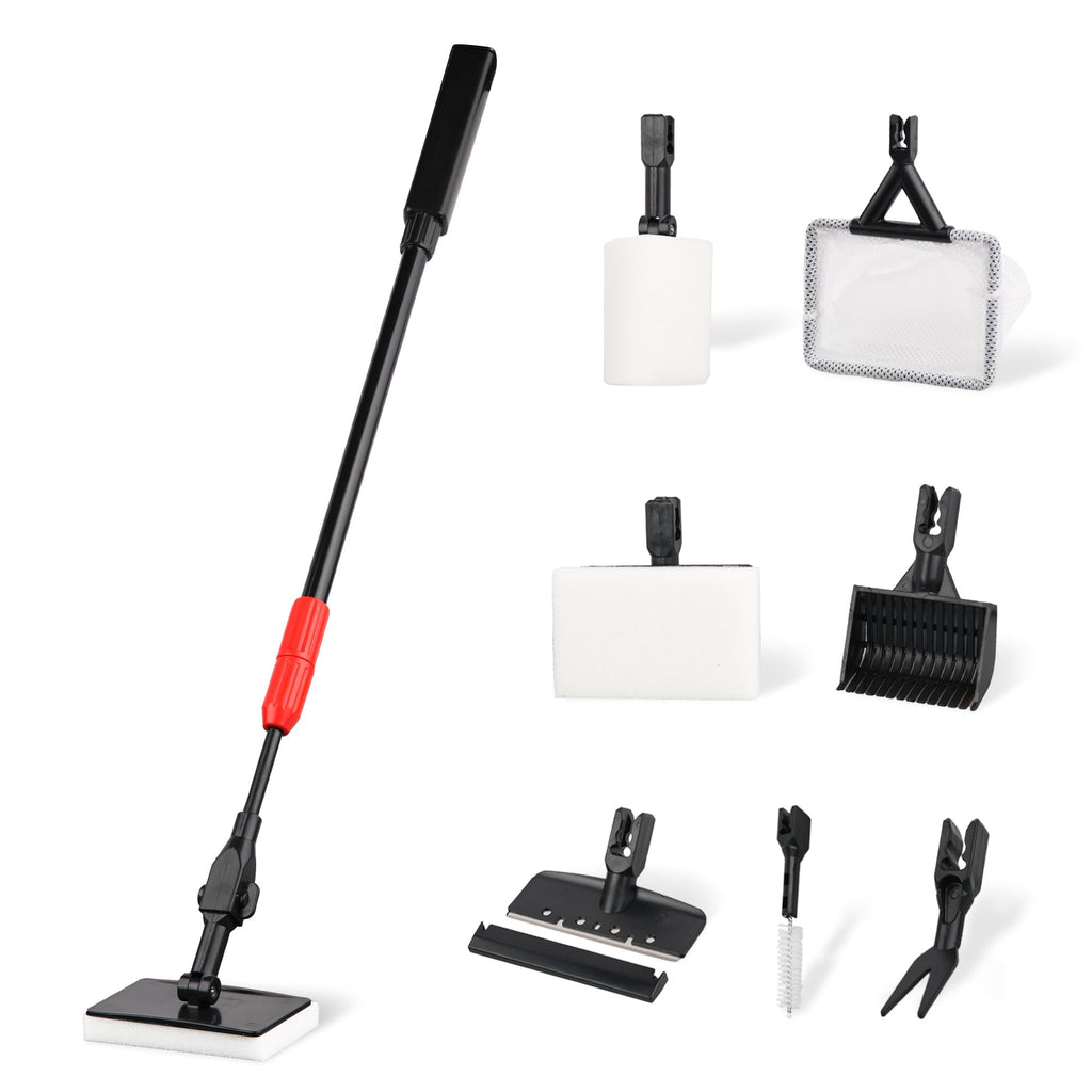 7 in 1 Aquarium Cleaning Kit with Algae Scraper, Fish Net, Gravel Rake & Brush O141688