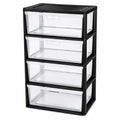 Black 4 Drawer Storage Organizer Tower with Clear Removable Bins B756