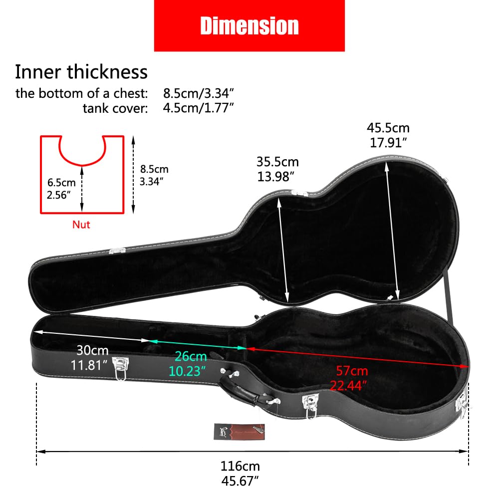 42-Inch Wooden Hard-Shell Electric Guitar Case with Lock Latch Padding J3650