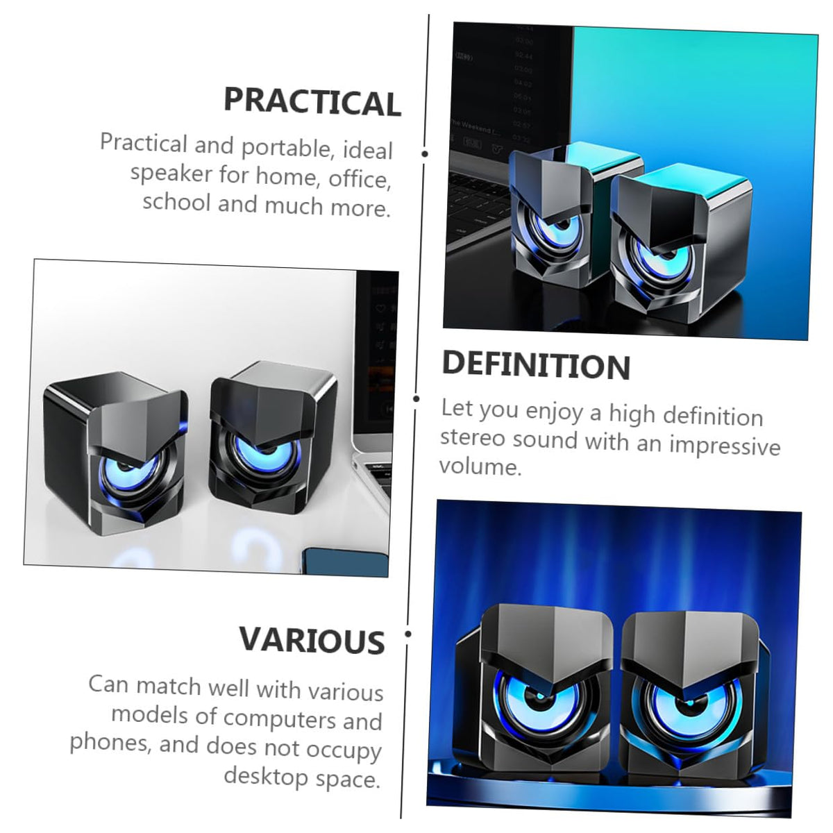 2 Pack USB Powered Black Computer Speakers C2274