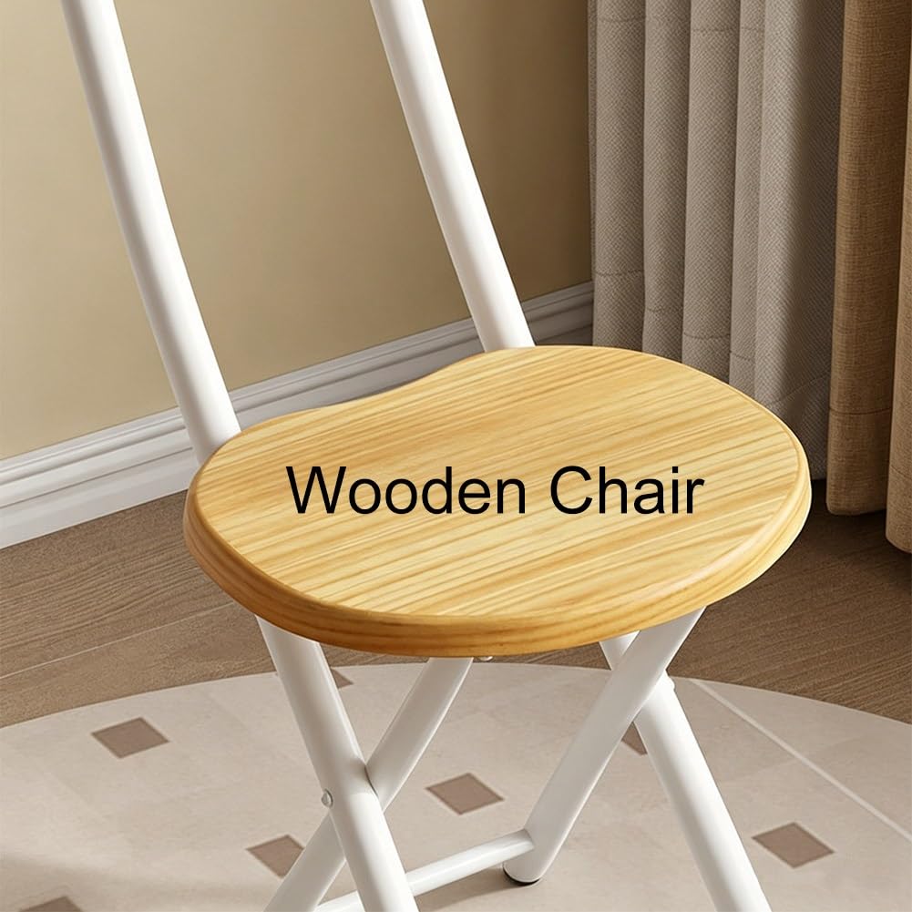 18 inch Folding Stool with Backrest, Portable Lightweight Metal Chair with Non-Slip Feet V307603