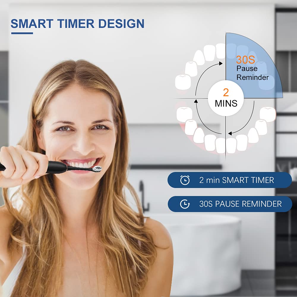 2 Pack Rechargeable Electric Toothbrushes with 8 Brush Heads W2946