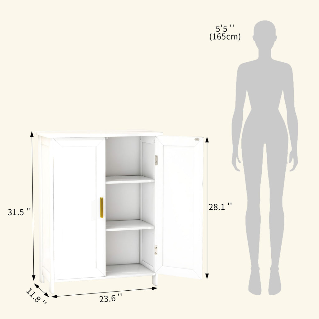 White 2 Door Bathroom Floor Storage Cabinet T49470