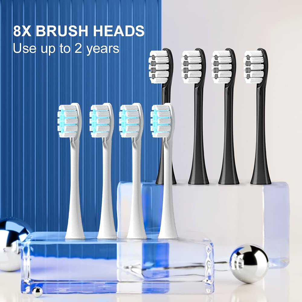 2 Pack Rechargeable Electric Toothbrushes with 8 Brush Heads W2946