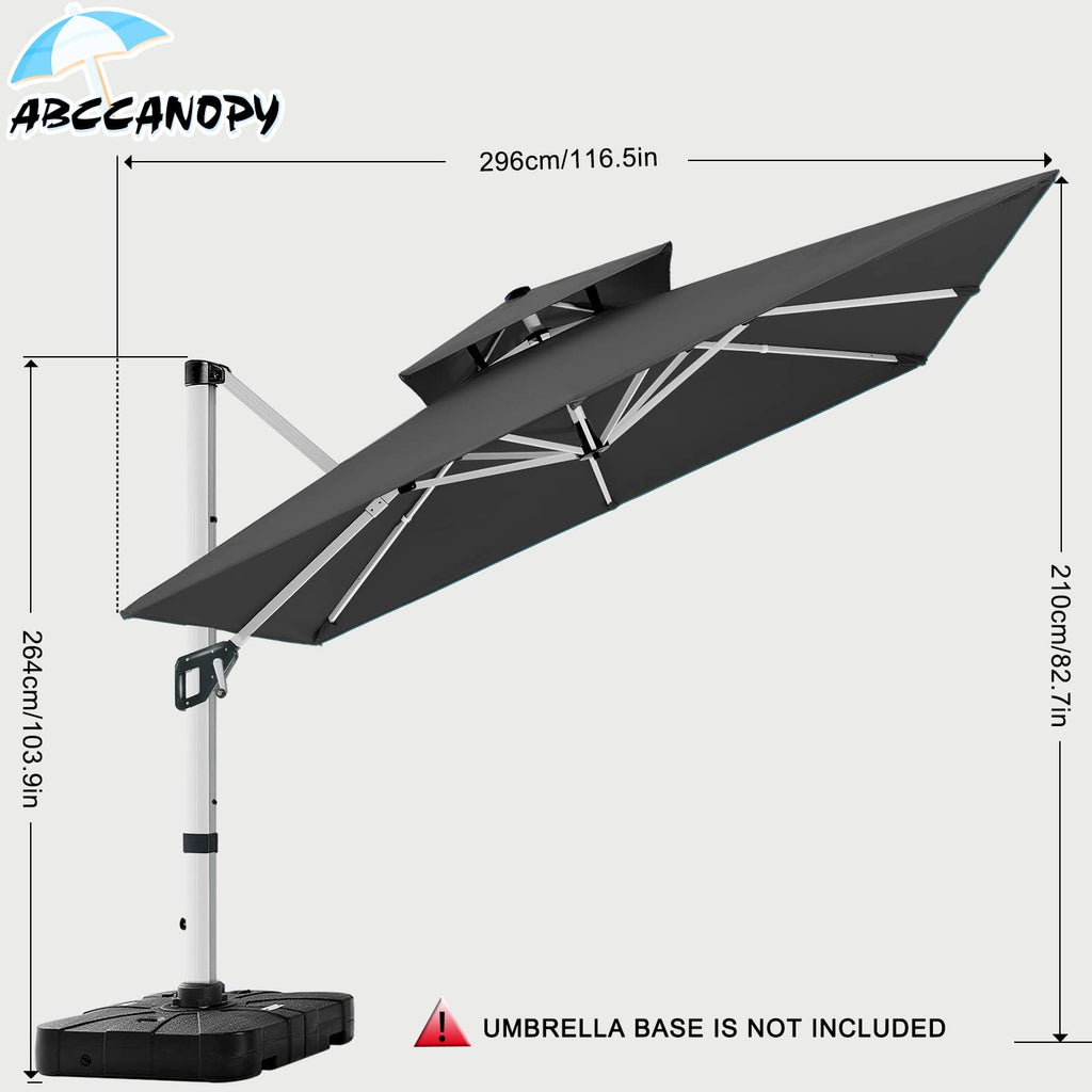 Cantilever Double Top Outdoor Offset Umbrella with 360° Rotation K931943