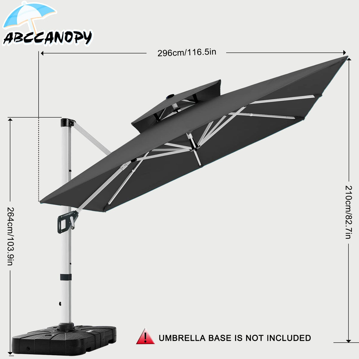 Cantilever Double Top Outdoor Offset Umbrella with 360° Rotation K931943