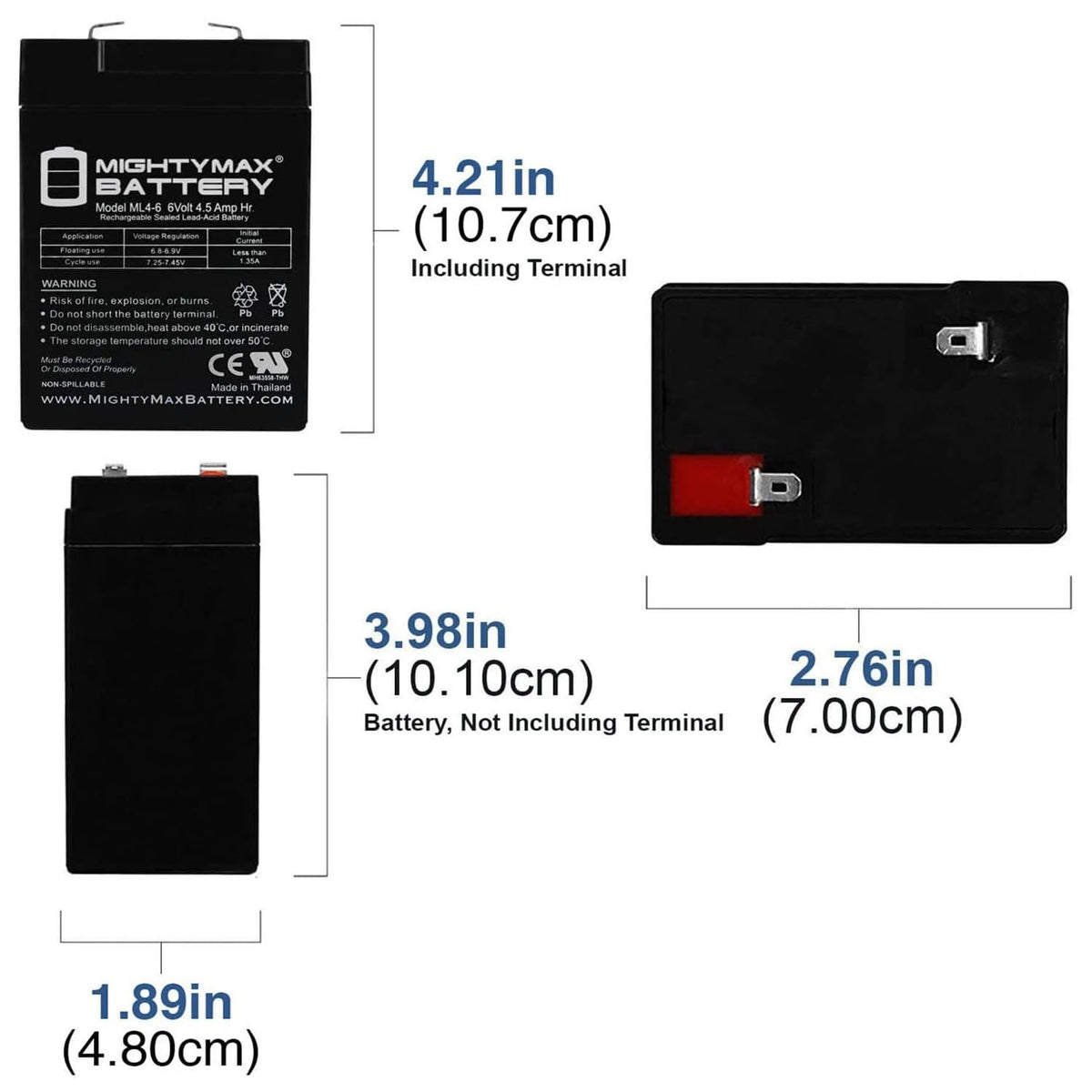 6V 4.5AH SLA Replacement Battery 2 Pack Z538