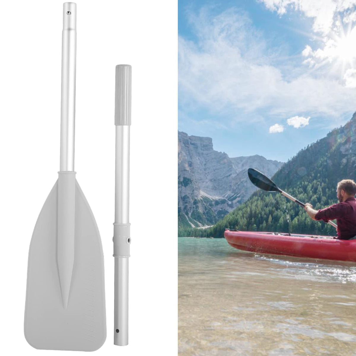 Telescopic Canoe Paddle 2pcs Aluminium Alloy R36823