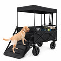 Large Dog Wagon Cart with Canopy, All-Terrain Wheels, Ramp Tailgate G903678