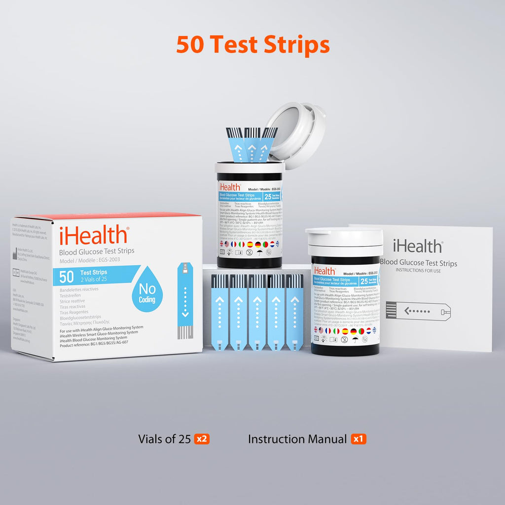 Blood Glucose Test Strips and Control Solution, 50 Count No Coding L47246