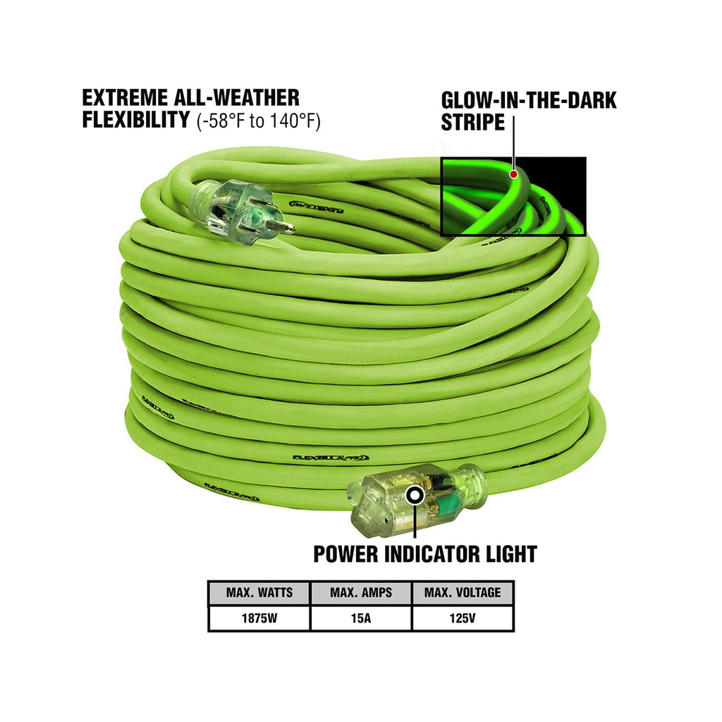 12/3 AWG SJTW 100 ft. Lighted Plug Indoor/Outdoor Extension Cord I6406