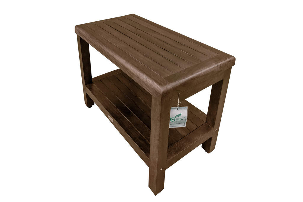 24" Teak Shower Bench with Shelf B8823