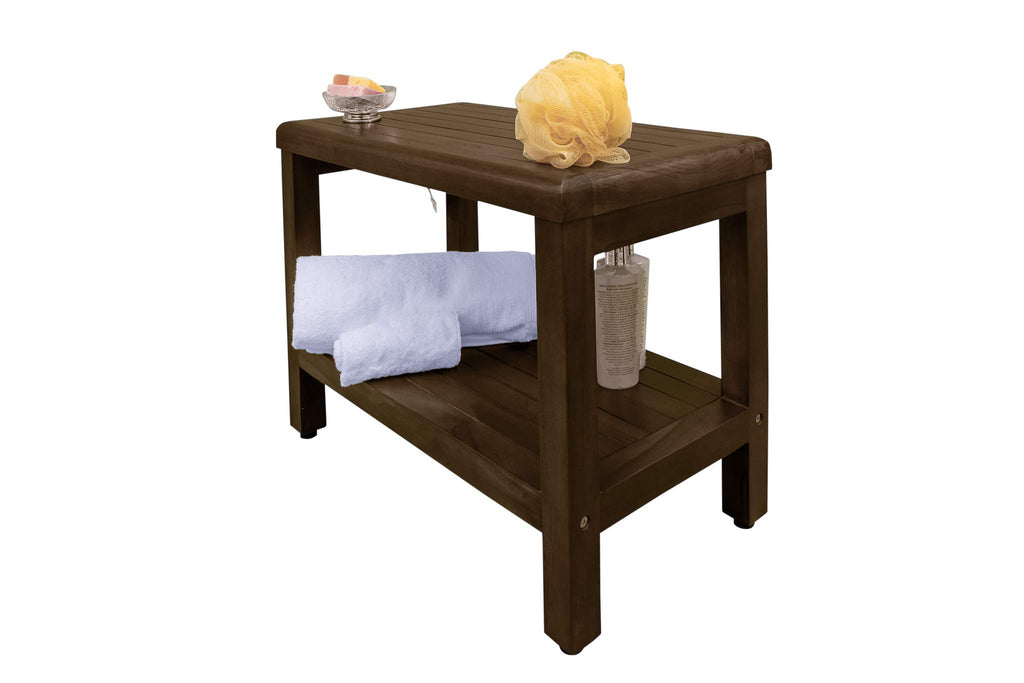 24" Teak Shower Bench with Shelf B8823