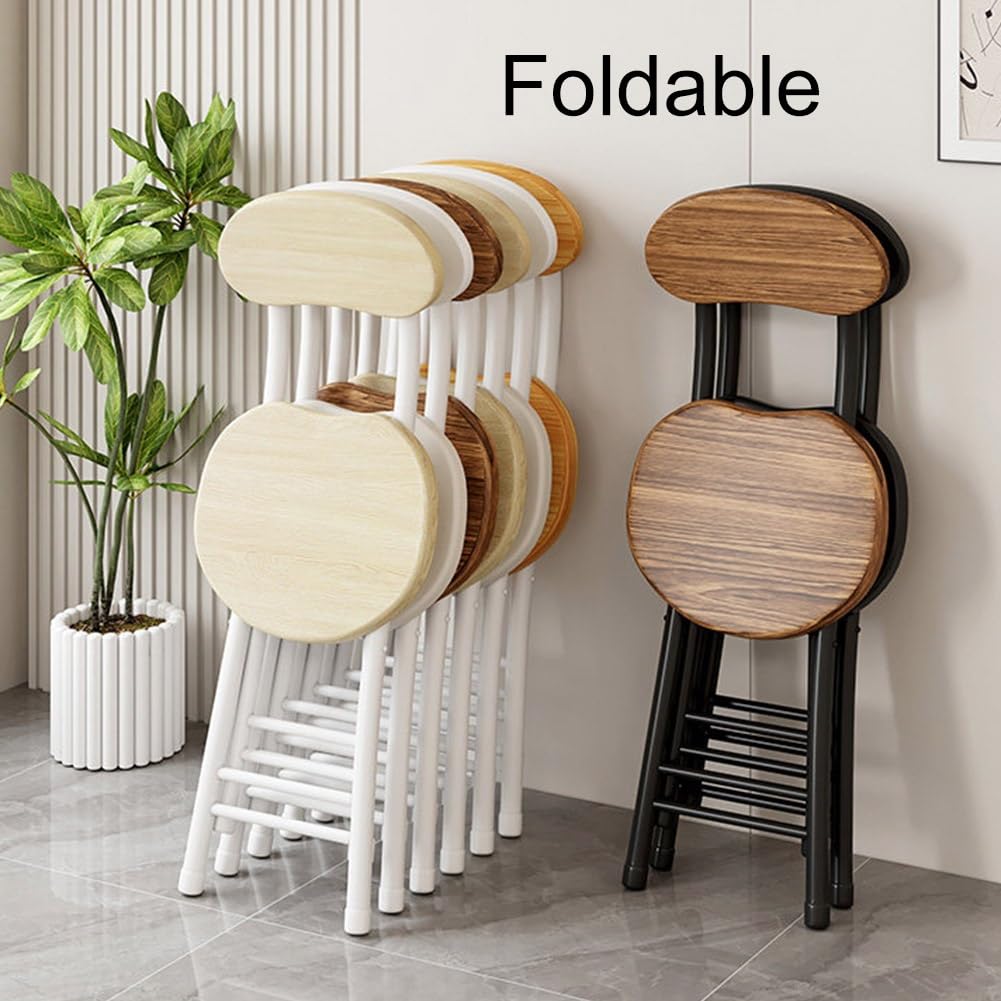18 inch Folding Stool with Backrest, Portable Lightweight Metal Chair with Non-Slip Feet V307603