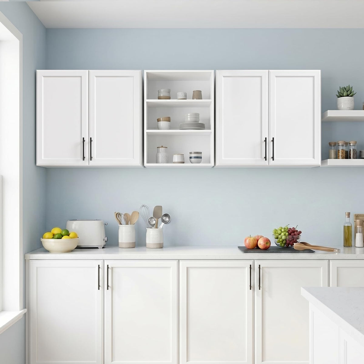 62.8" W Wall Mounted Laundry Cabinets with Adjustable Shelf O196400