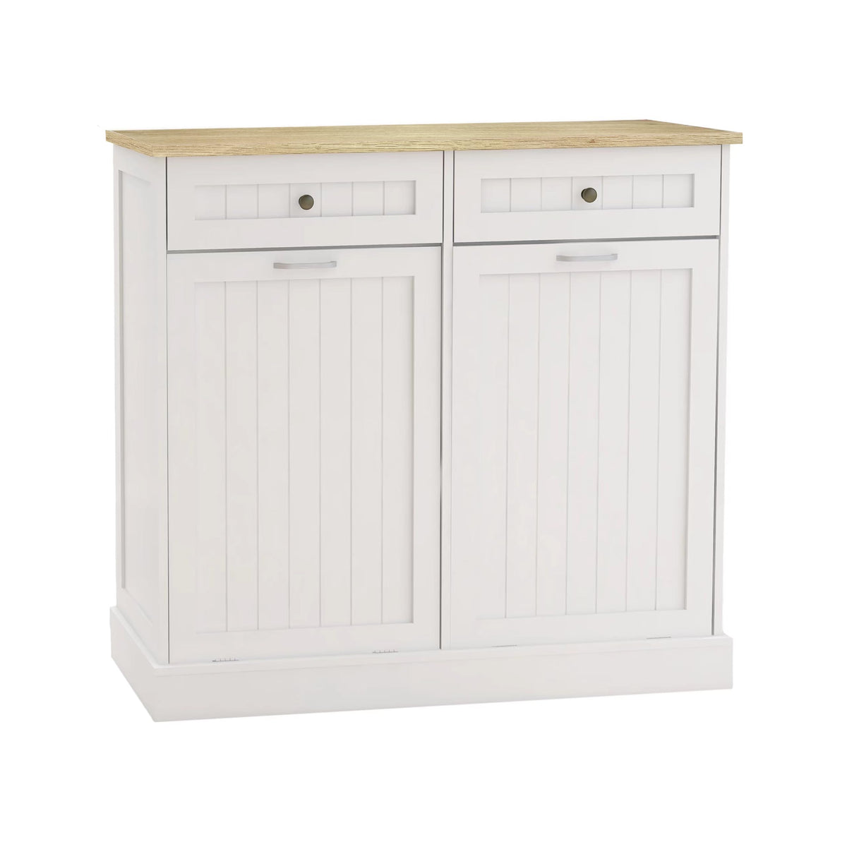 White 2x10 Gallon Solid Wood Trash Cabinet M6349