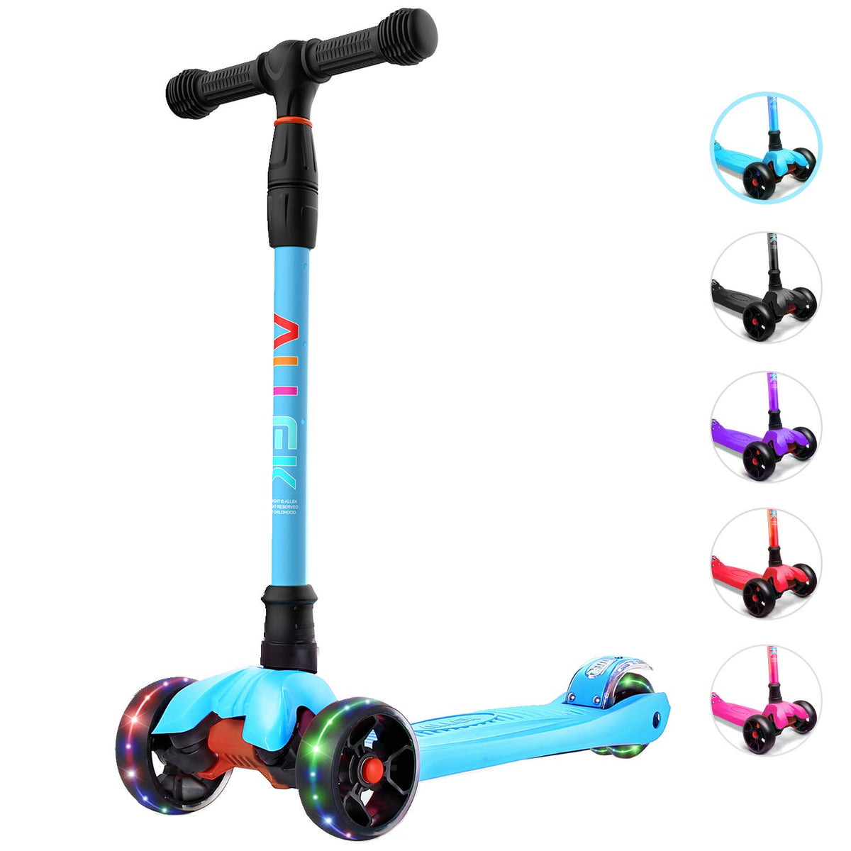 Kick Scooter with Light-Up Wheels and Adjustable Heights J2389