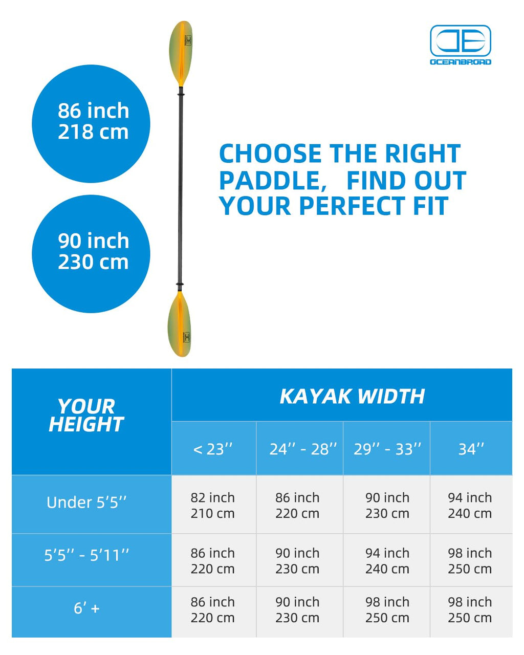 Carbon Fiber Kayak Paddle 90.5in/230cm with Paddle Leash V89445