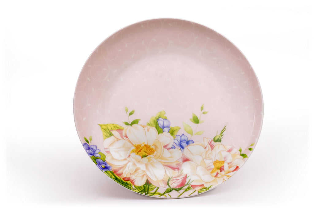 Pink Floral Ceramic Plates and Mugs Set Of 12 W454400