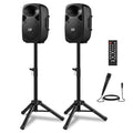 8 Inch Rechargeable Bluetooth PA System with Tripod Stands, Wired Mic A13160