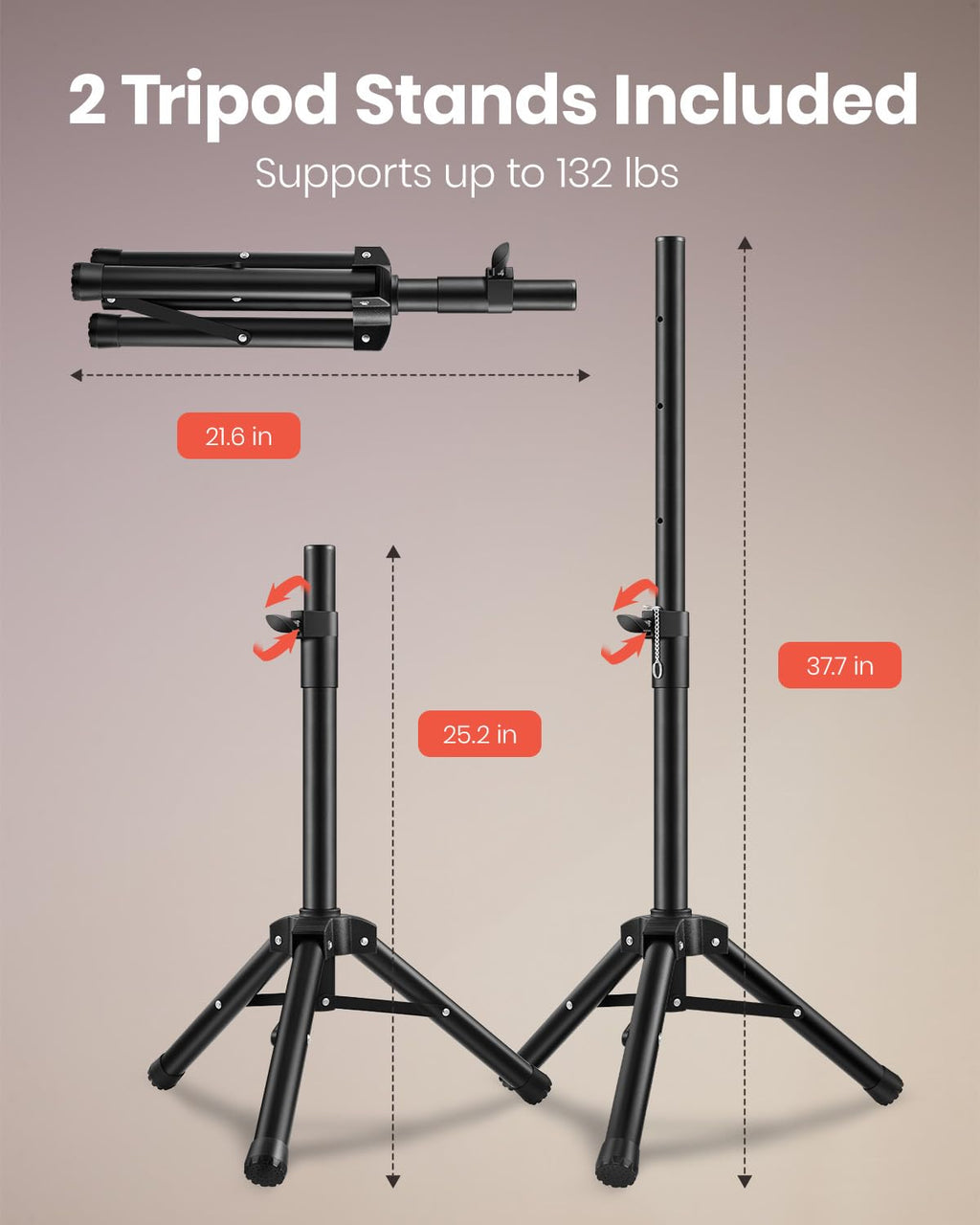 8 Inch Rechargeable Bluetooth PA System with Tripod Stands, Wired Mic A13160