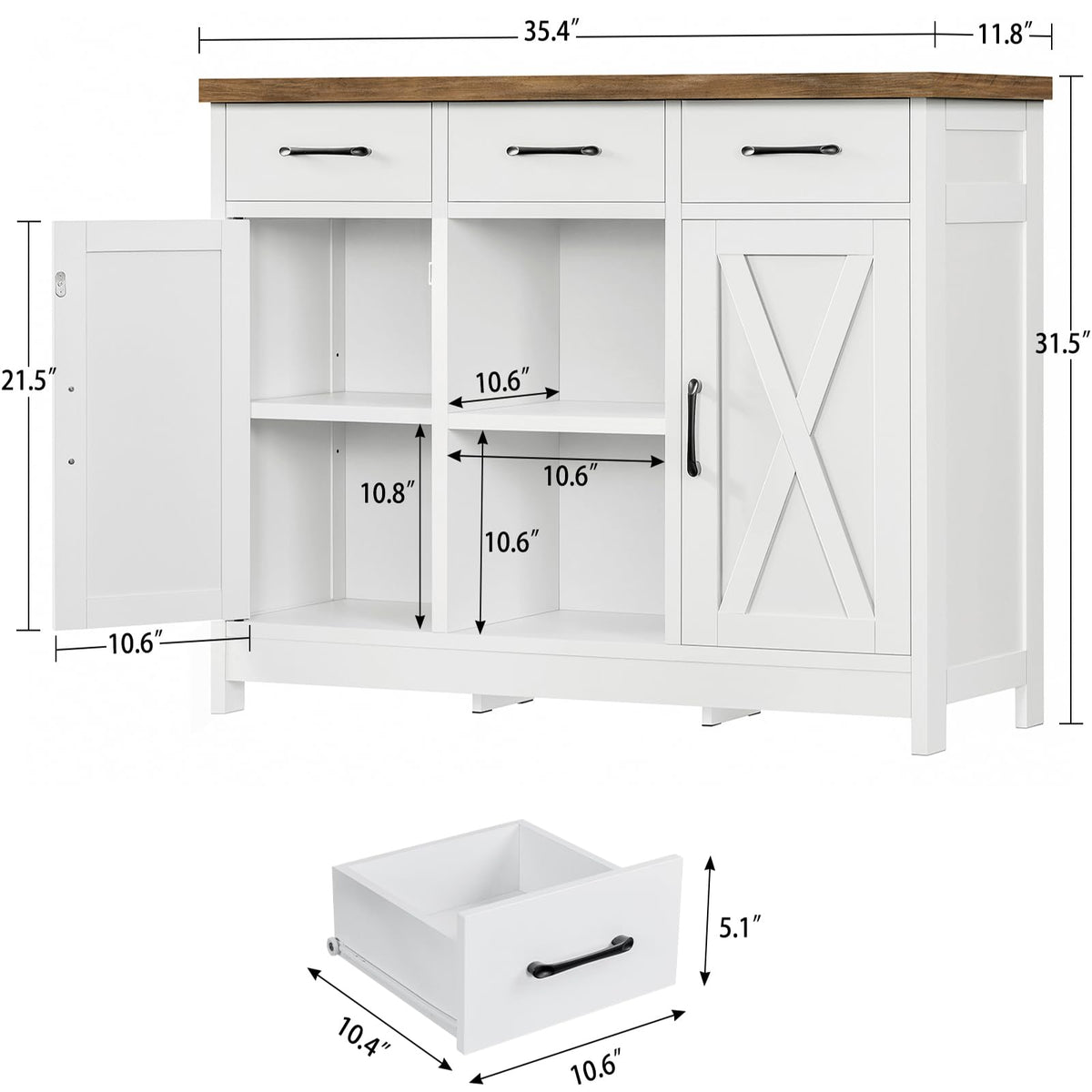 White Storage Cabinet with 3 Drawers and 2 Doors N93069