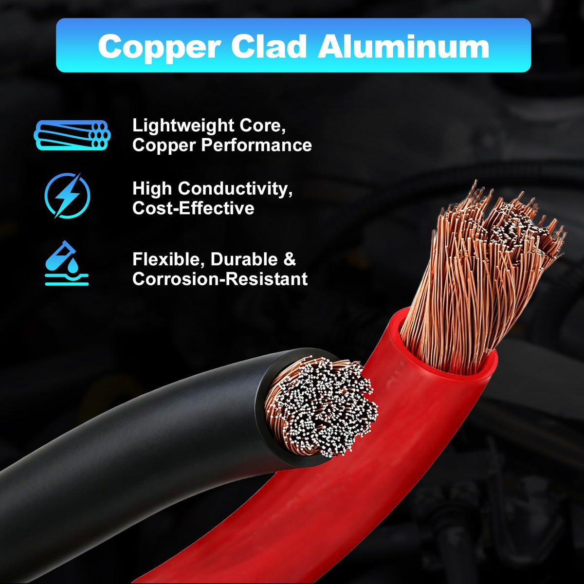 1/0 Gauge Copper Clad Aluminum Wire Kit with 250A ANL Fuse Holder B583