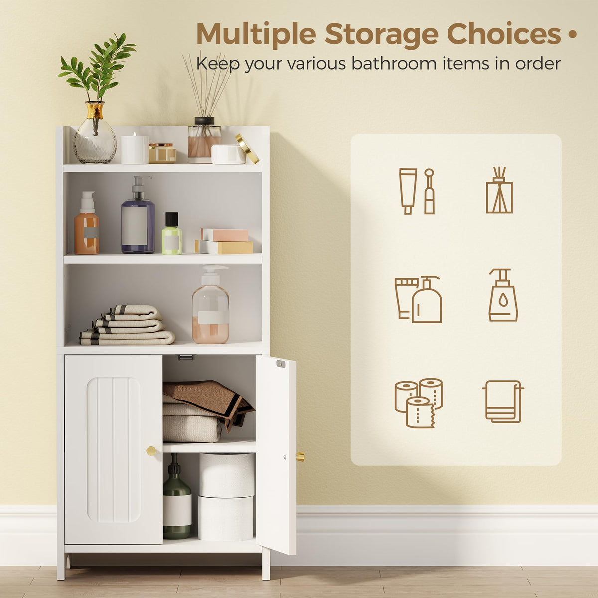 White 2 Door Bathroom Storage Cabinet R7076