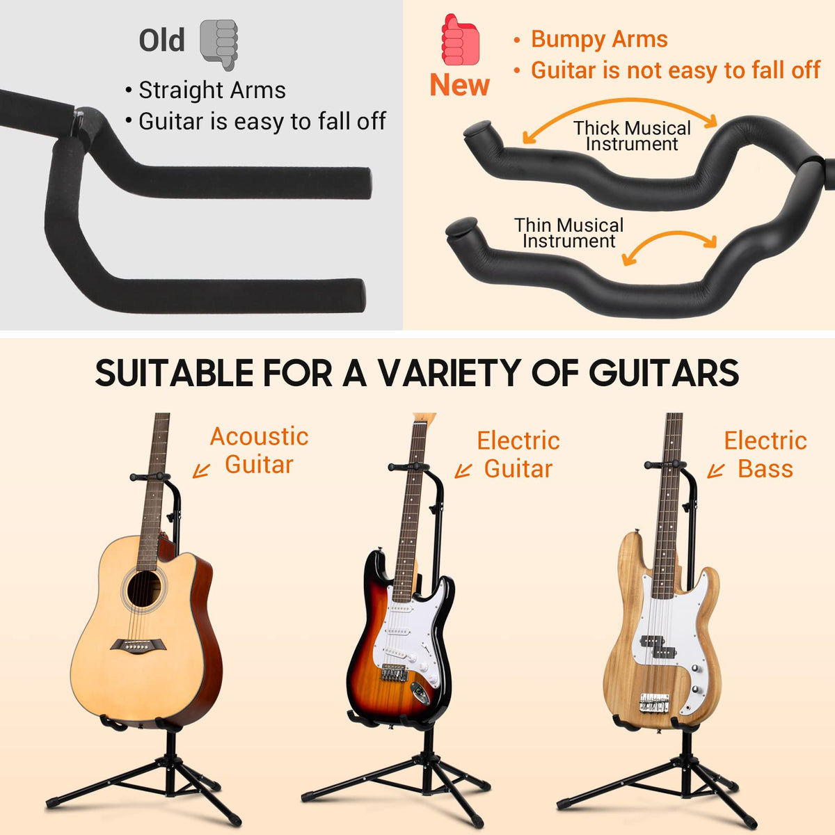 Height Adjustable Guitar Stand with Padded Foam X67597