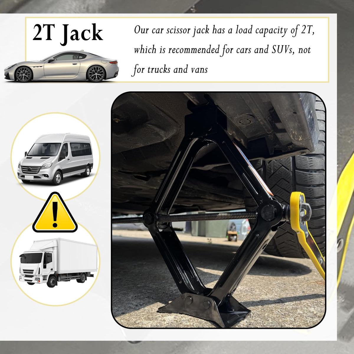 2T Scissor Jack Kit with Lug Wrench & Ratchet Wrench Q21596