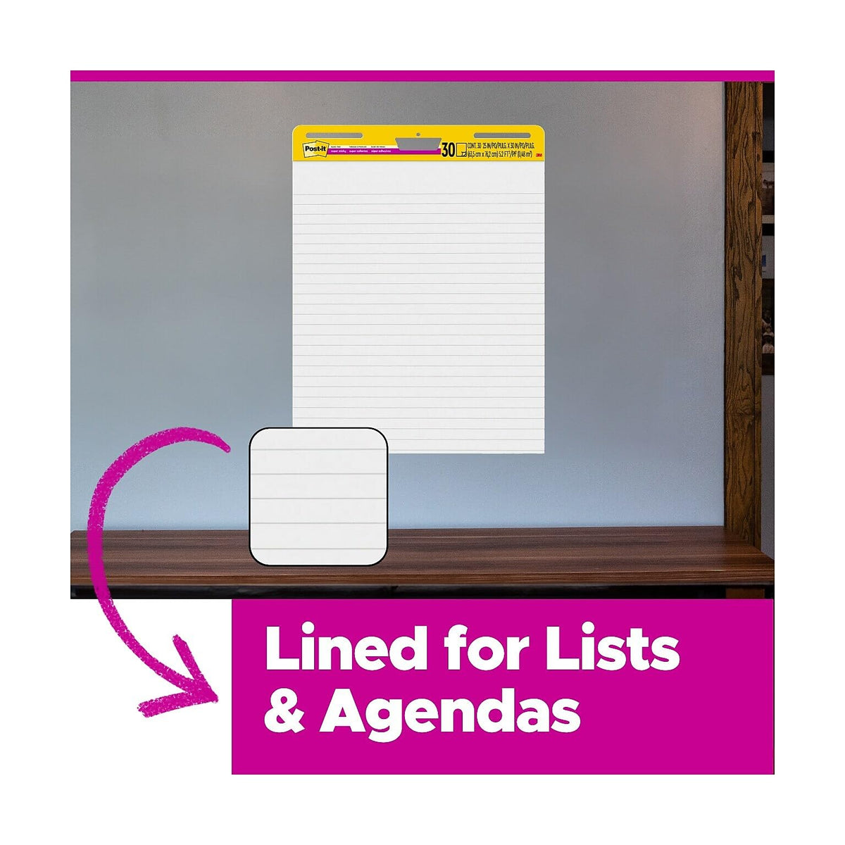 Lined Wall Easel Pad 25" x 30" 8 Pads/Pack O795