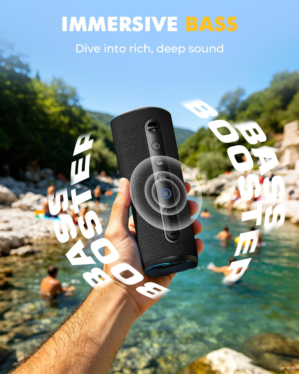 Portable Bluetooth Speaker IP67 Waterproof Black F578247