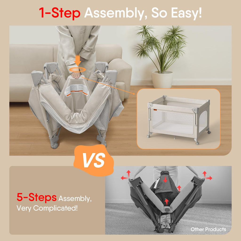 Baby Bassinet, Pack and Play, Bedside Crib Sleeper, Diaper Changer P56953