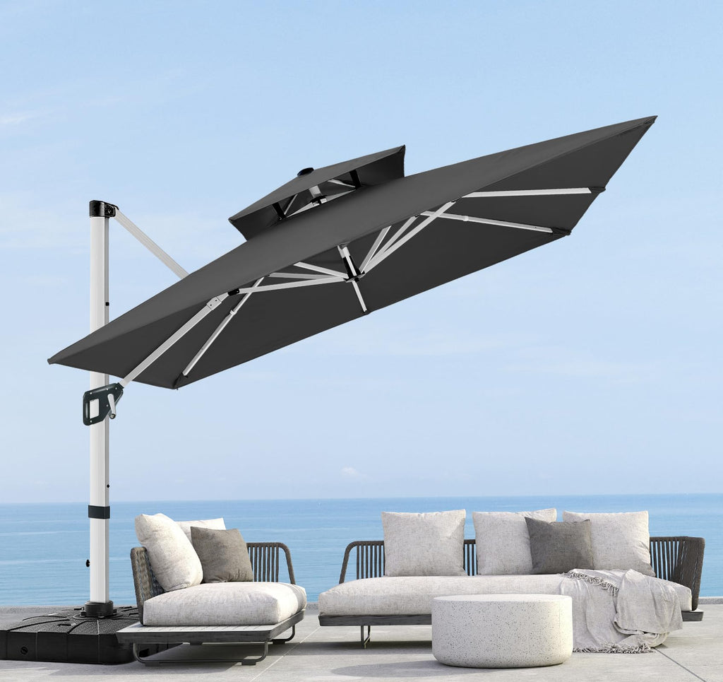 Cantilever Double Top Outdoor Offset Umbrella with 360° Rotation K931943