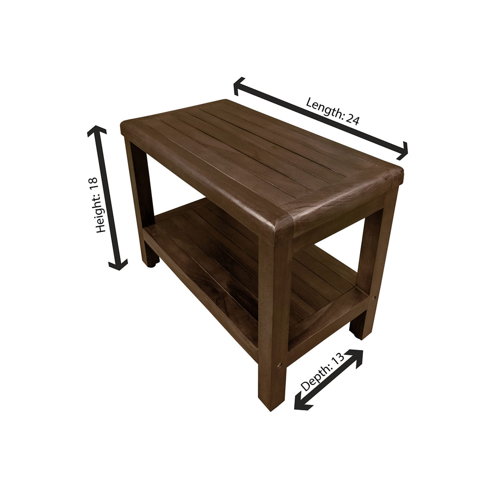 24" Teak Shower Bench with Shelf B8823