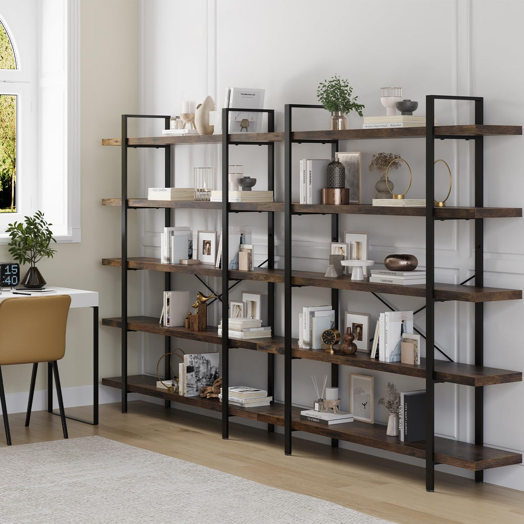 5 Tier Rustic Open Bookshelf S3273